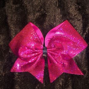hot pink metallic cheerleading bow